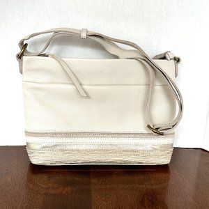 The Sak MELROSE Leather Crossbody Off-White with Gold Accent Fabric NWOT
